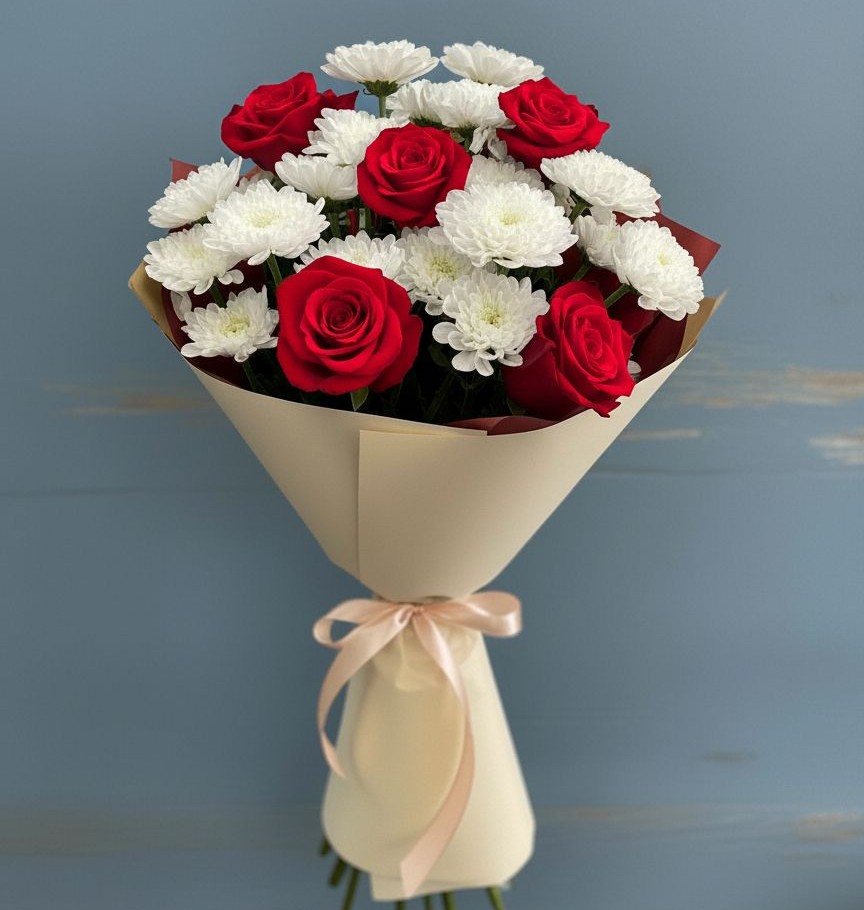 Букет цветов из: Розы и Хризантемы в Северобайкальске