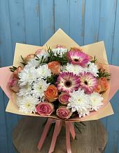 Букет цветов из:  Розы, Герберы и Хризантемы в Северобайкальске