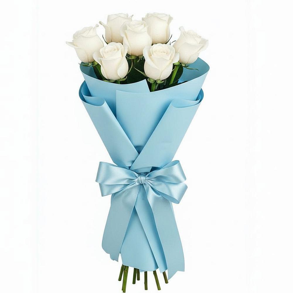 Букет 7 белых роз Проуд в Северобайкальске