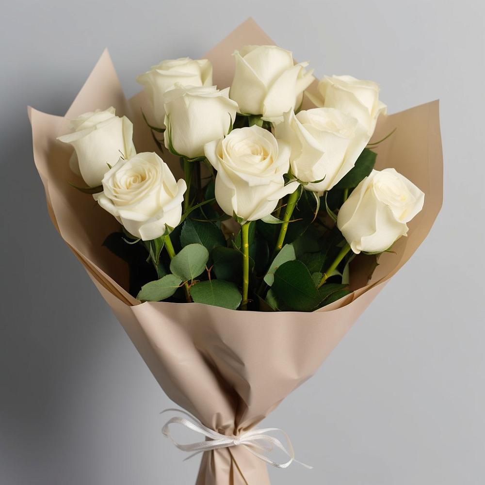 Букет 9 Белых роз Эдлесс Лав в Северобайкальске