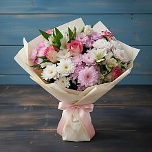 Букет цветов из:  Хризантемы, Альстромерии и Розы #REPLACE_PRED# Северобайкальске