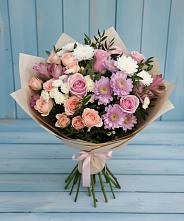 Букет цветов из:  Хризантемы, Розы и Альстромерии в Северобайкальске
