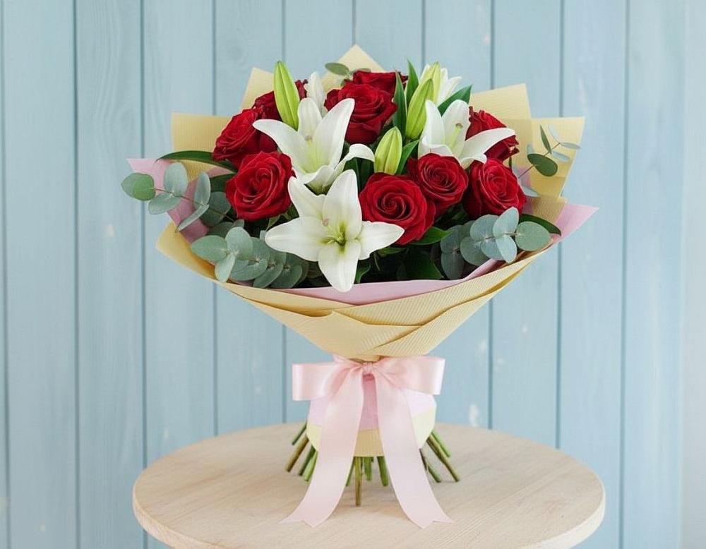 Букет цветов из: Лилии и Розы в Северобайкальске